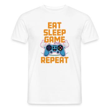 Eat Sleep Game Repeat - Men's T-Shirt - white - Front - AI Model Male 178 dark (178cm)
