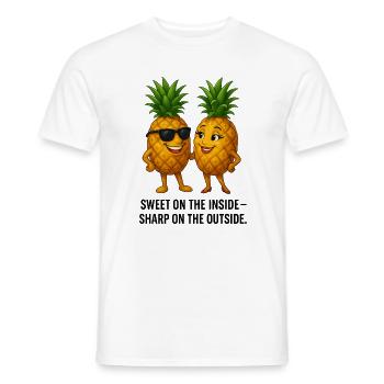 Sweet inside spicy outside pineapple duo - Men's T-Shirt - white - Front - AI Model Male 178 dark (178cm)