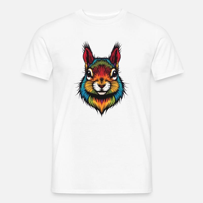 Buntes Eichhörnchen tierische Farbexplosion - Männer T-Shirt - Weiß