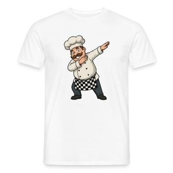 Dabbing Cook – Funny Cartoon Motif - Men's T-Shirt - white - Front - AI Model Male 178 dark (178cm)