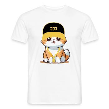 Chat swag - chat cool - T-shirt homme - blanc - Devant - AI Model Male 178 dark (178cm)