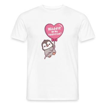 Cute Penguin Heart Balloon Waddle Be My Valentine - Men's T-Shirt - white - Front - AI Model Male 178 dark (178cm)