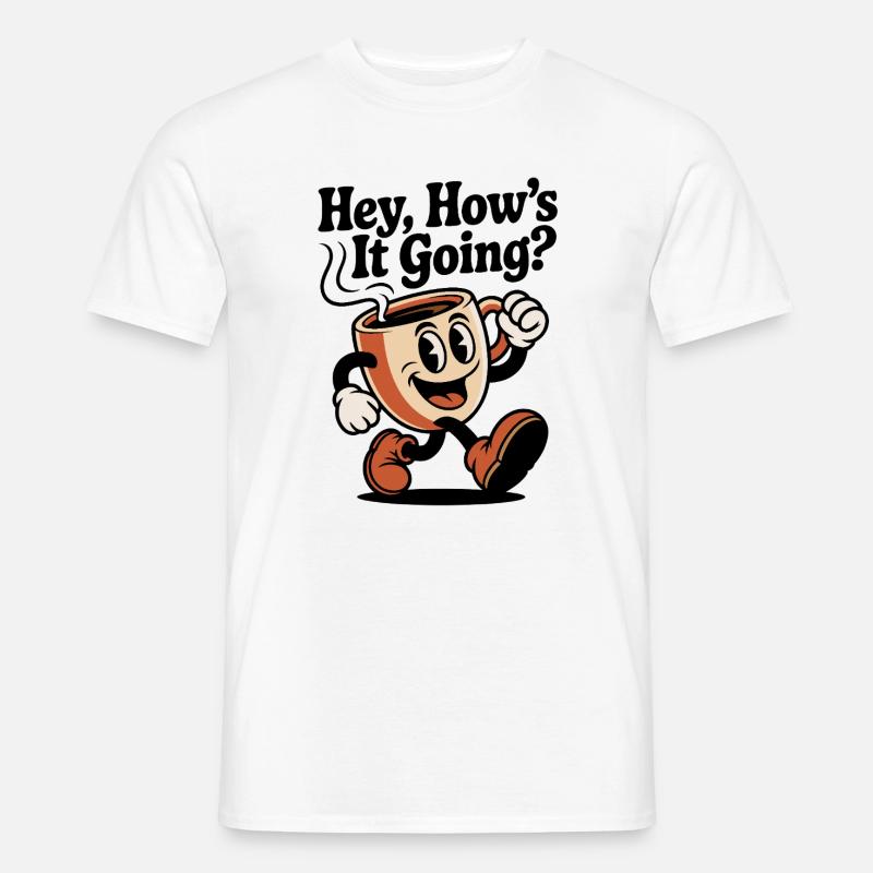 Laufender Kaffeebecher Mascot - Männer T-Shirt - Weiß