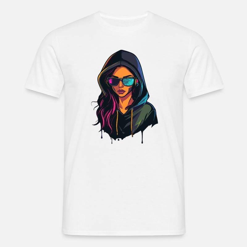 Hacker Programmer Developer Woman Portrait - Men's T-Shirt - white