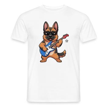 Gitarrierender Hund mit Sonnenbrille - Männer T-Shirt - Weiß - Vorne - AI Model Male 178 dark (178cm)