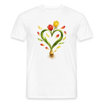 Tulpenherz mit sichtbarer Zwiebel   - Männer T-Shirt - Weiß - Vorne - AI Model Male 178 dark (178cm)