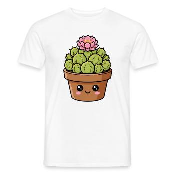 Kawaii Cactus Bloom Pot - Men's T-Shirt - white - Front - AI Model Male 178 dark (178cm)