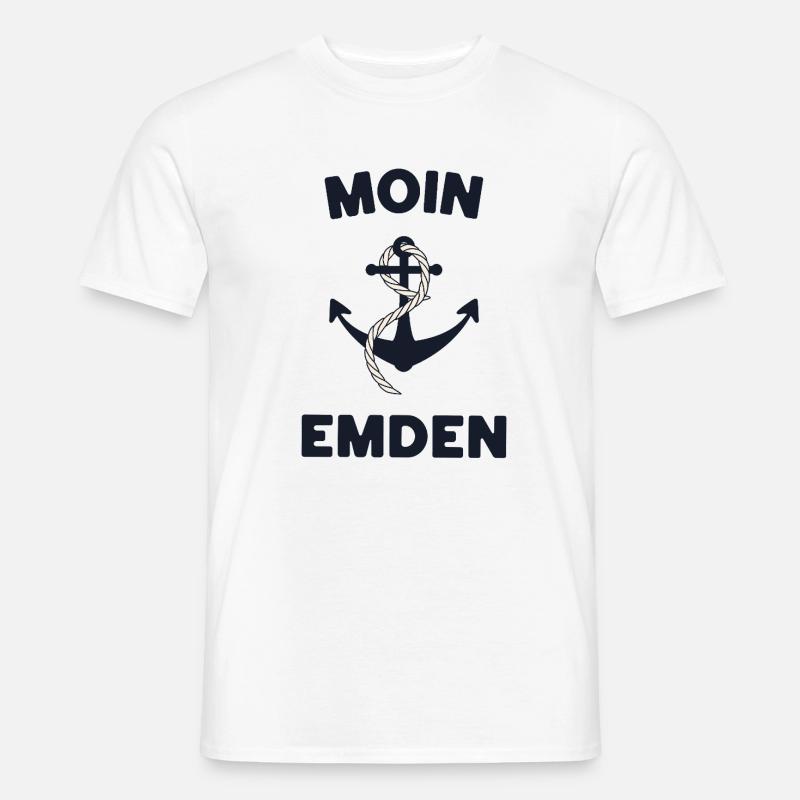 Moin Emden – Maritimes Anker-Design - Männer T-Shirt - Weiß