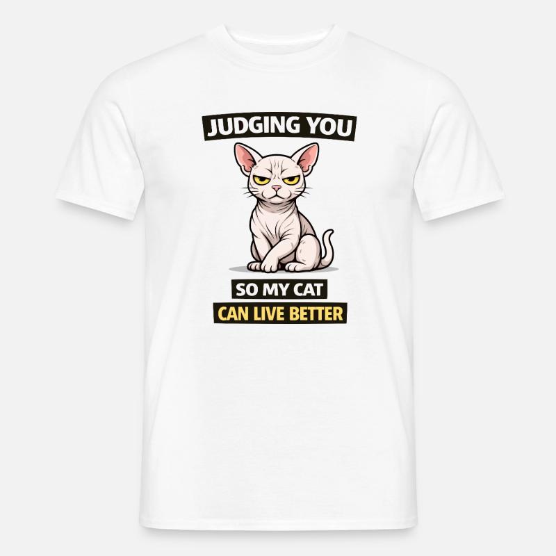 Dich beurteilen, Katze: Leb besser - Männer T-Shirt - Weiß