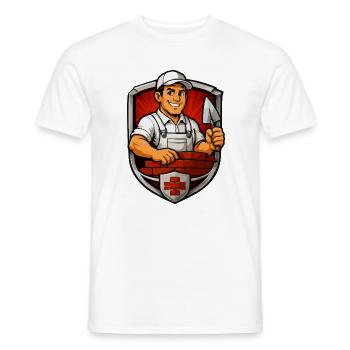 Artisan-blason Franc-maçon - T-shirt homme - blanc - Devant - AI Model Male 178 dark (178cm)