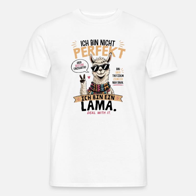 Perfekt: Einzigartige Llama-Style Illustration - Männer T-Shirt - Weiß