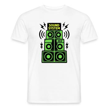 Sound System Speaker Techno Festival DJ - Men's T-Shirt - white - Front - AI Model Male 178 dark (178cm)