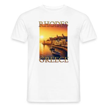 Greece Rhodes Sunset Holiday - Men's T-Shirt - white - Front - AI Model Male 178 dark (178cm)