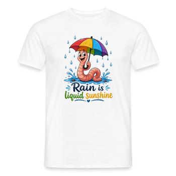 Earthworm with colorful umbrella - Men's T-Shirt - white - Front - AI Model Male 178 dark (178cm)