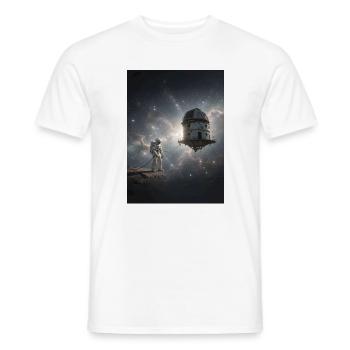 Astronaute et observatoire spatial dans l’espace - T-shirt homme - blanc - Devant - AI Model Male 178 dark (178cm)
