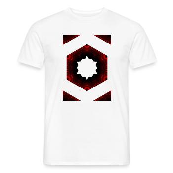 Fire Kaleidoscope Hexagon Pattern - Men's T-Shirt - white - Front - AI Model Male 178 dark (178cm)