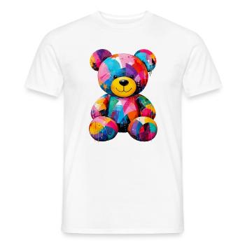 Colorful Teddy Bear in Pop Art Style - Men's T-Shirt - white - Front - AI Model Male 178 dark (178cm)