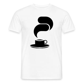 Black Coffee Mug – Minimalist Illustration - Men's T-Shirt - white - Front - AI Model Male 178 dark (178cm)