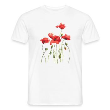 red poppies - Men's T-Shirt - white - Front - AI Model Male 178 dark (178cm)