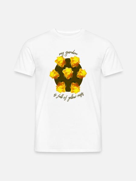 Garten voller gelber Rosen gelbe Blumen - Männer T-Shirt - Weiß