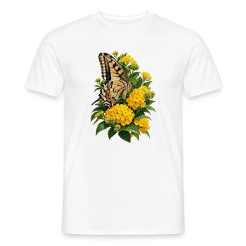 Schmetterlinge und gelbe Blüten - Männer T-Shirt - Weiß - Vorne - AI Model Male 178 dark (178cm)