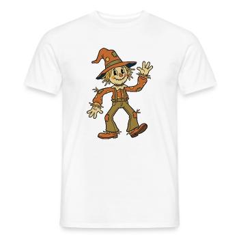 Freundliche Vogelscheuche, die mit einem Lächeln zum Gruß winkt - Männer T-Shirt - Weiß - Vorne - AI Model Male 178 dark (178cm)