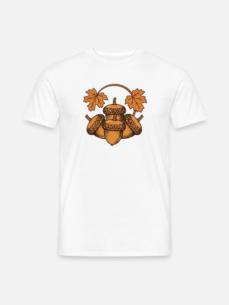 Eicheln im Herbstkranz - Männer T-Shirt - Weiß