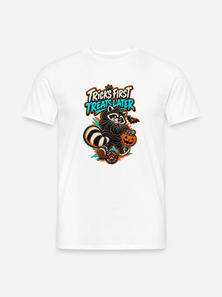 RobVibe Wildclub – Halloween-Waschbär - Männer T-Shirt - Weiß