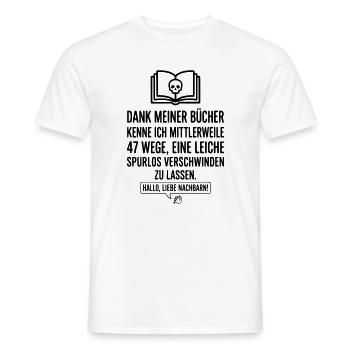 Krimi & Bücherwurm Thriller Hallo Nachbar - Männer T-Shirt - Weiß - Vorne - AI Model Male 178 dark (178cm)