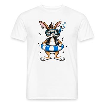 Bunter Punk Hase Taucher mit Rettungsring - Männer T-Shirt - Weiß - Vorne - AI Model Male 178 dark (178cm)