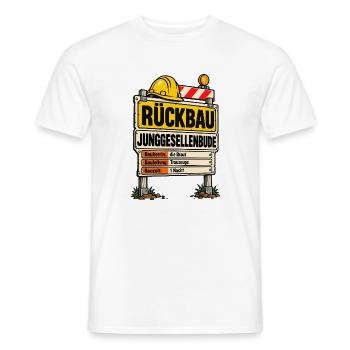 Rückbau Junggesellenbude Bauschild - Männer T-Shirt - Weiß - Vorne - AI Model Male 178 dark (178cm)