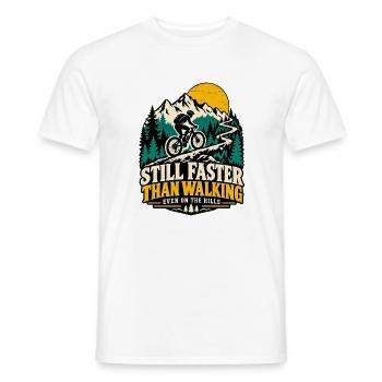 Immer noch schneller als gehen – Radfahr-Humor - Männer T-Shirt - Weiß - Vorne - AI Model Male 178 dark (178cm)