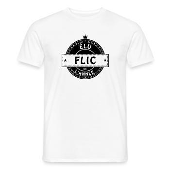 elu flic police policier - T-shirt homme - blanc - Devant - AI Model Male 178 dark (178cm)