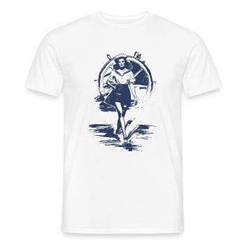 50s Pin-up Girl in Sailor Uniform for Sailor - Men's T-Shirt - white - Front - AI Model Male 178 dark (178cm)