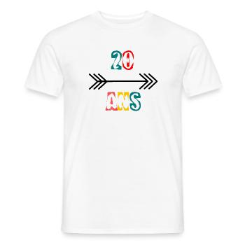 20 ANS. 20e ANNIVERSAIRE. ANNIVERSAIRE 20 ANS. 20 - T-shirt homme - blanc - Devant - AI Model Male 178 dark (178cm)
