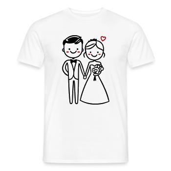 Mariage Mariée et marié Marié Mariée - T-shirt homme - blanc - Devant - AI Model Male 178 dark (178cm)