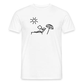 Sonnenbad & Zeitung lesen - Männer T-Shirt - Weiß - Vorne - AI Model Male 178 dark (178cm)