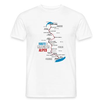 The route of the Route des Grandes Alpes (w) - Men's T-Shirt - white - Front - AI Model Male 178 dark (178cm)