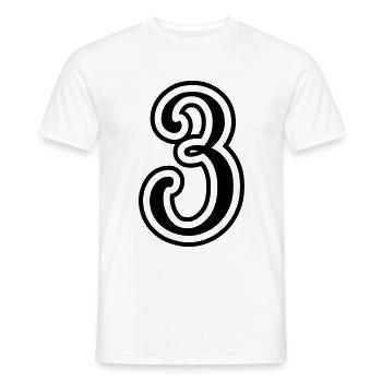 3 Number number - Men's T-Shirt - white - Front - AI Model Male 178 dark (178cm)