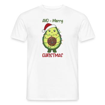Avocado Christmas Lights Funny Avocados - Men's T-Shirt - white - Front - AI Model Male 178 dark (178cm)