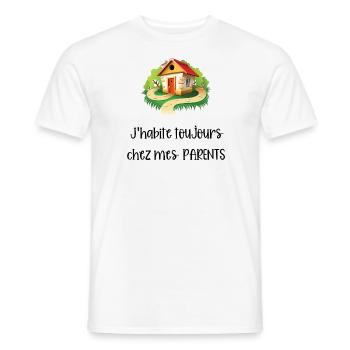 j'habite toujours chez mes parents - T-shirt homme - blanc - Devant - AI Model Male 178 dark (178cm)