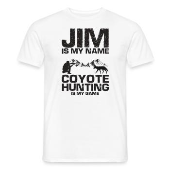 Conception de chasseur de coyote pour la chasse au coyote - T-shirt homme - blanc - Devant - AI Model Male 178 dark (178cm)