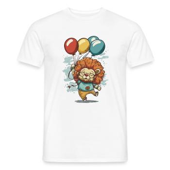 Vol fantaisiste : Lion avec des ballons - T-shirt homme - blanc - Devant - AI Model Male 178 dark (178cm)