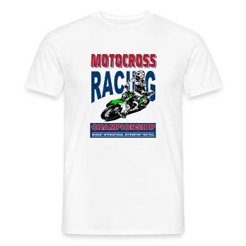Moto Cross - Motocross - Supercross - MX - SX - T-shirt homme - blanc - Devant - AI Model Male 178 dark (178cm)