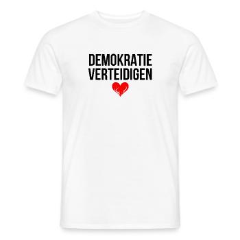 DEMOKRATIE VERTEIDIGEN - Männer T-Shirt - Weiß - Vorne - AI Model Male 178 dark (178cm)