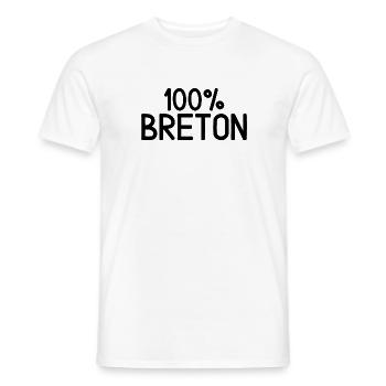 Bretonisches T-Shirt 100% BRETON. Bretagne Geschenk - Männer T-Shirt - Weiß - Vorne - AI Model Male 178 dark (178cm)