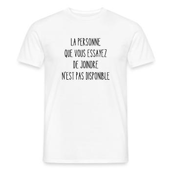 la personne que vous essayez de joindre - T-shirt homme - blanc - Devant - AI Model Male 178 dark (178cm)