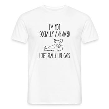 Ich bin nicht sozial unbeholfen, ich mag Katzen wirklich - Männer T-Shirt - Weiß - Vorne - AI Model Male 178 dark (178cm)