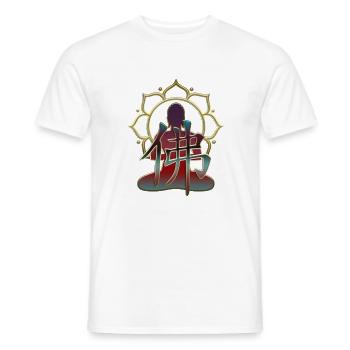 BOUDDHA / caractère, figure, fleur de lotus - T-shirt homme - blanc - Devant - AI Model Male 178 dark (178cm)