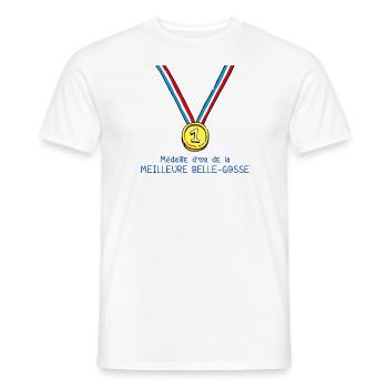 T-shirt Médaille d'or de la meilleure belle-gosse - T-shirt homme - blanc - Devant - AI Model Male 178 dark (178cm)
